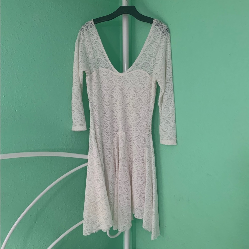 Free People white bodycon lace mini dress Size M